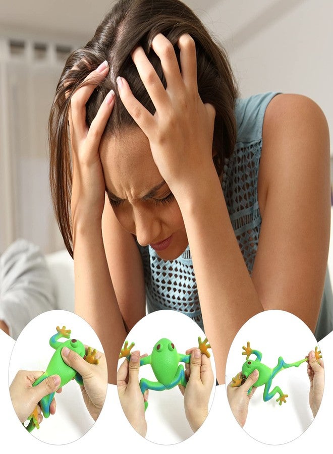 Lohoee 5 Pieces Frog Toys Realistic Frog Amphibian Figures Simulation Animal Model Frog Soft Stretchy Stress Relief Hand Frog Toy for Home Party Decorations or Gift - Image 4
